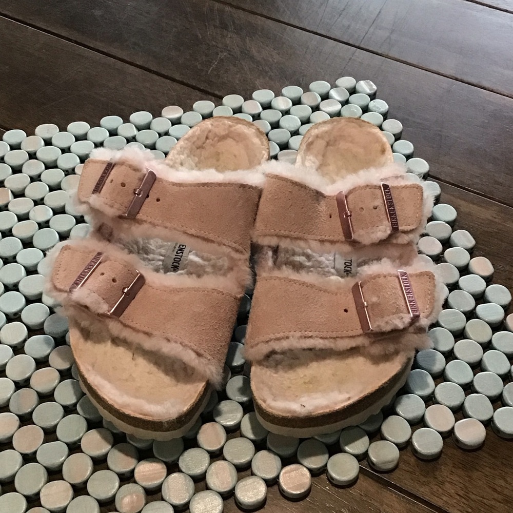 Birkenstock pink Shearling Slippers